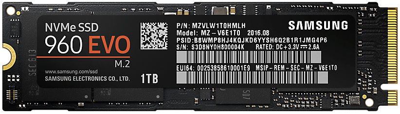 SSD накопитель Samsung 960 EVO 1TB M.2 PCle 3.0 4x (MZ-V6E1T0BW) - samsungshop.com.ua