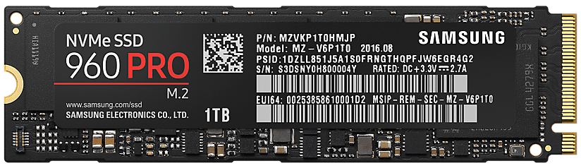 SSD накопичувач Samsung 960 PRO 1TB M.2 PCle 3.0 4x (MZ-V6E1T0BW) - samsungshop.com.ua