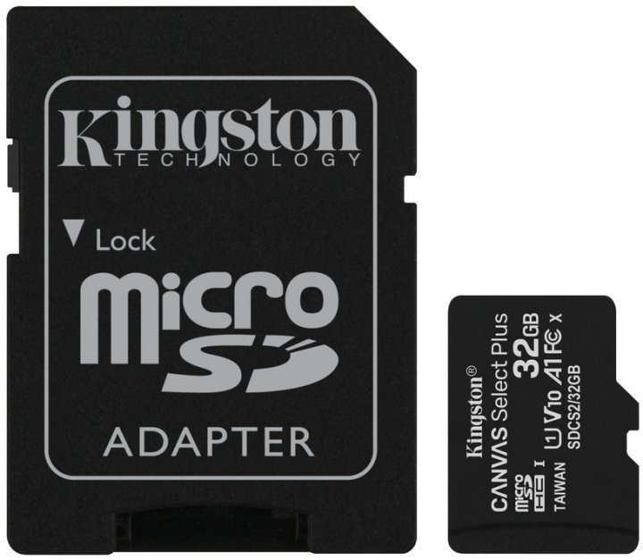Карта пам'яті KINGSTON Canvas Select Plus 1 00R A1 C10 32GB micro SDHC - samsungshop.com.ua