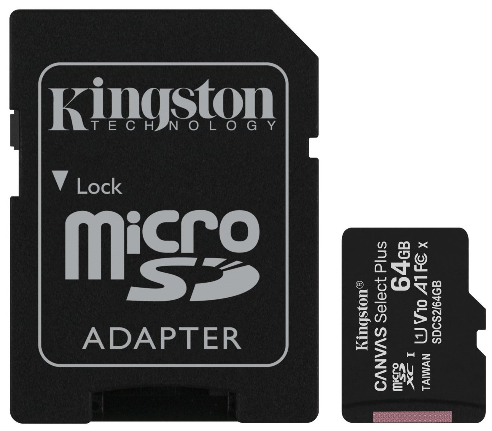 Карта памяти KINGSTON Canvas Select Plus 10 0R A1 C10 C SDCS2/64GB 64GB microSDXC - фото 1 - samsungshop.com.ua