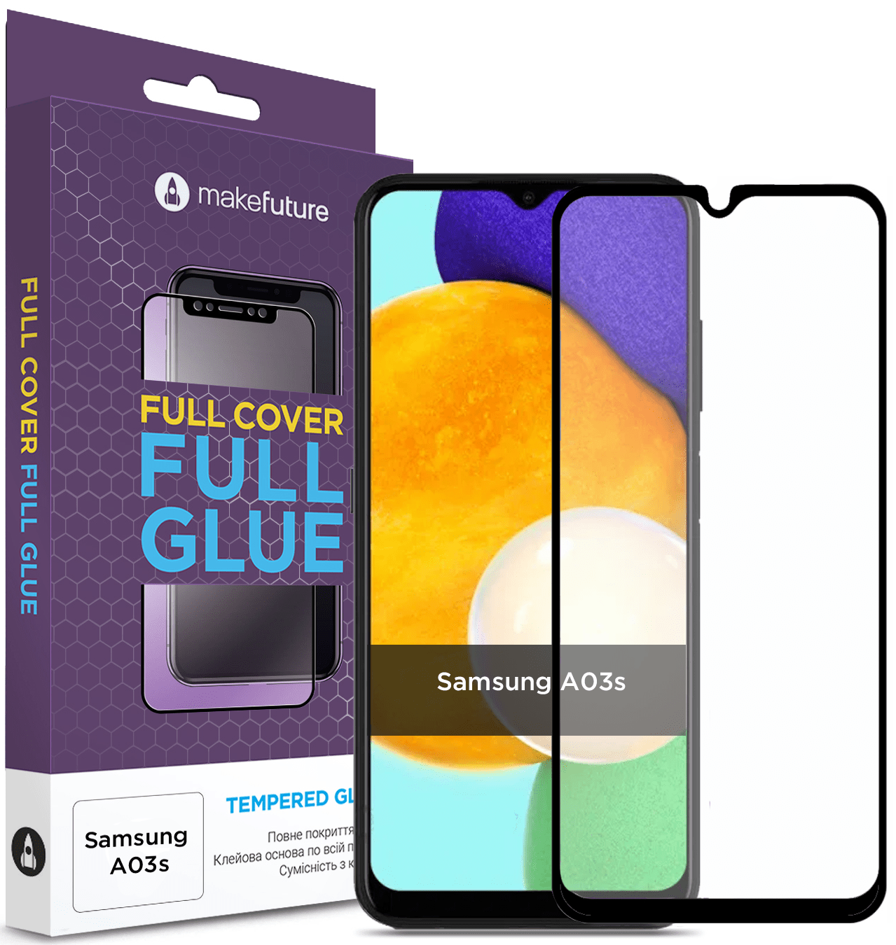 Защитное стекло MakeFuture FCFG (MGF-SA03S) для Samsung A03s (A037) - samsungshop.com.ua
