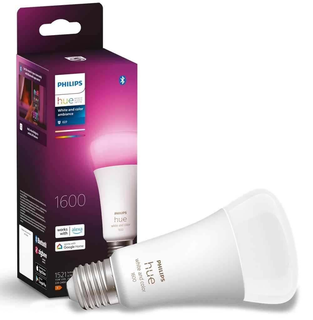 Лампа умная Philips Hue E27, 15W(100Вт), 2000K-6500K, RGB, ZigBee, Bluetooth, диммирование - фото 1 - samsungshop.com.ua