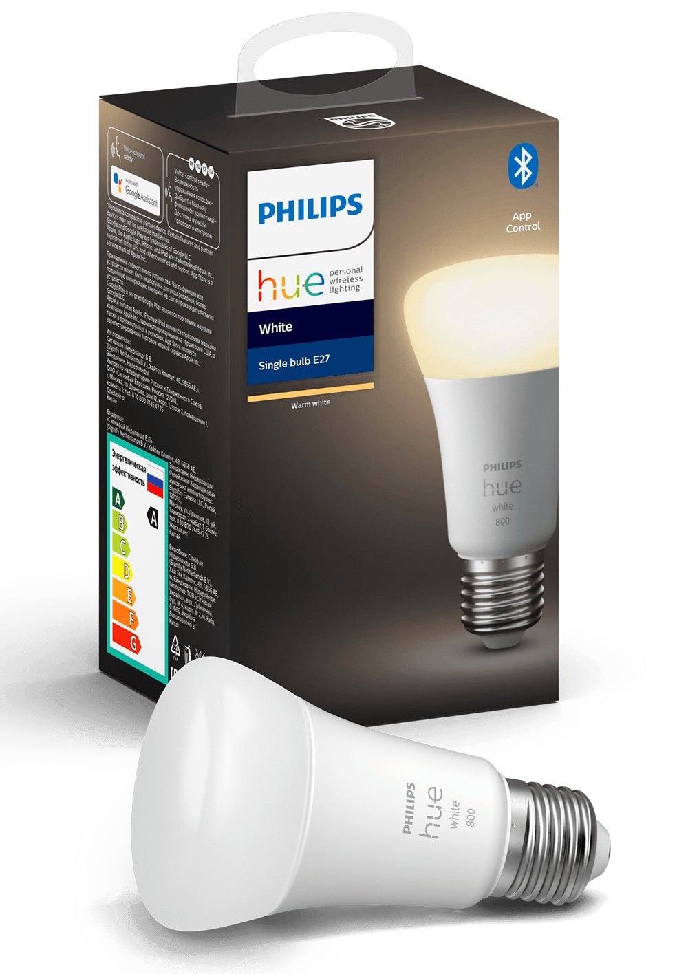 Умная лампа Philips Hue Single Bulb E27, White, BT, DIM - фото 1 - samsungshop.com.ua